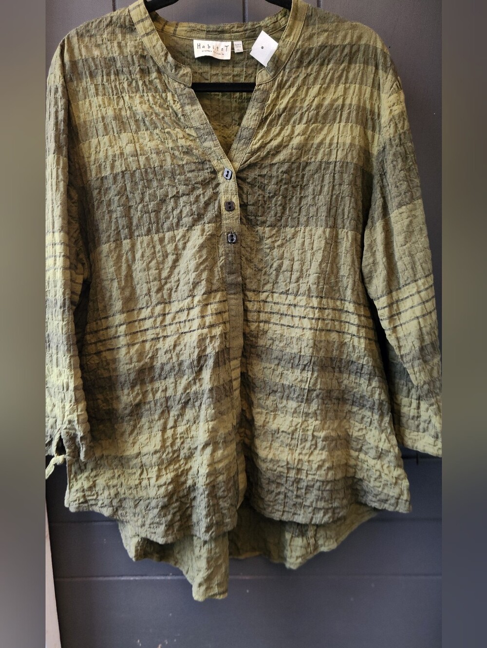 Habitat Green Check Crinkle Top